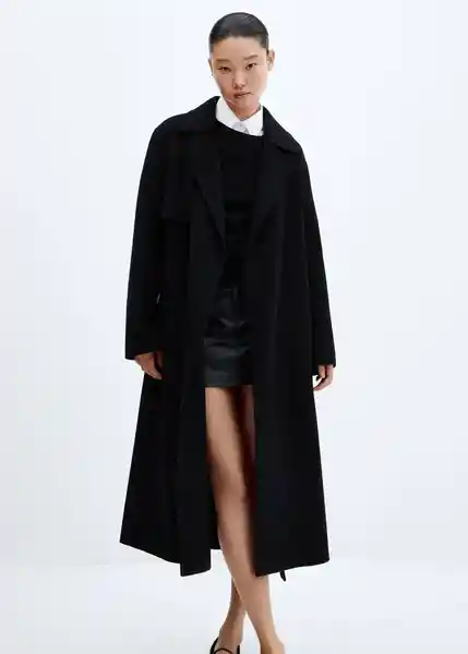 Abrigo London Negro Talla 24 Mujer Mango