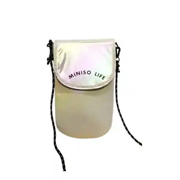 Bolso Mini Porta Celular Metálico Blanco Miniso