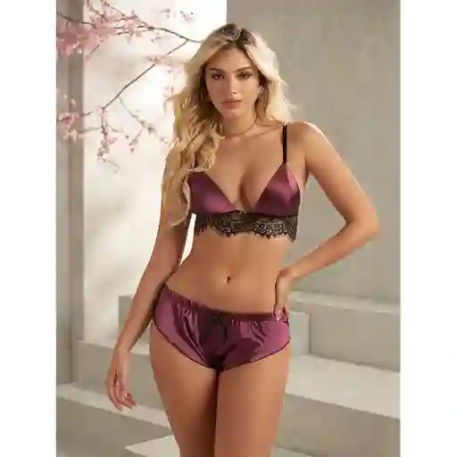 Pijama Leila Vinotinto Cereza Lingerie