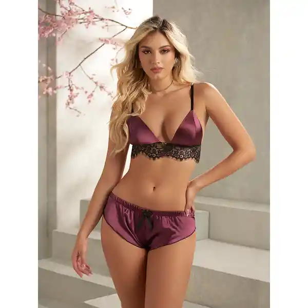 Pijama Leila Vinotinto Cereza Lingerie