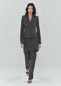 Blazer Americana Elfo Gris Claro Vigoré Talla L Mujer Mango