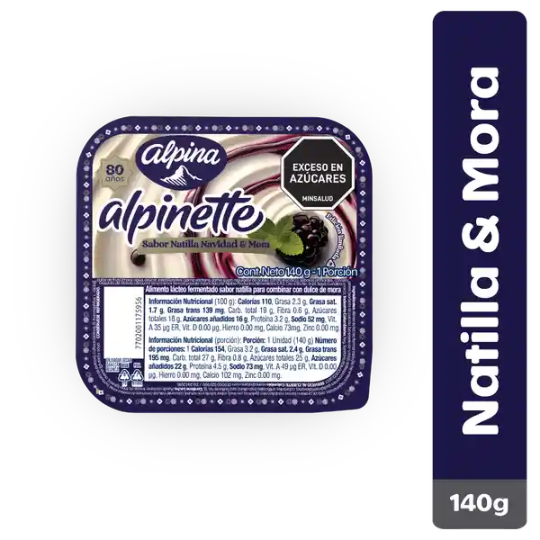 Alpina Alimento Lácteo Alpinette Navidad Natilla 140 g