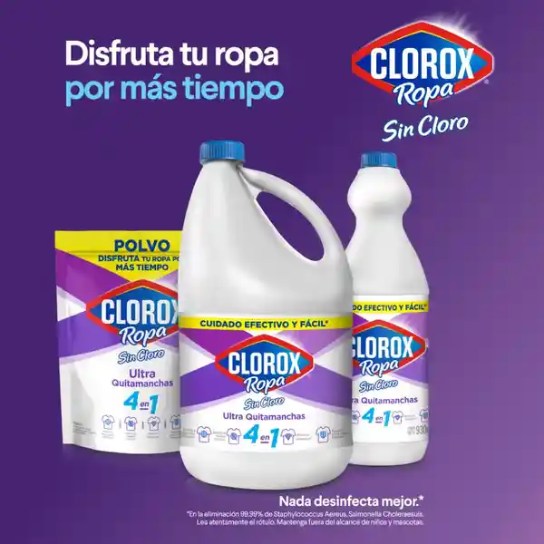Quitamanchas Sin Cloro Clorox Ropa 4 en 1 Blanca 1.8 L