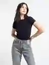  Camiseta Mujer Negro Puro Ultraoscuro Talla M Naf-Naf 