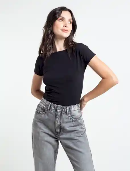  Camiseta Mujer Negro Puro Ultraoscuro Talla M Naf-Naf 
