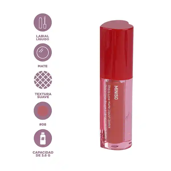 Labial Líquido Mate This is Love 08 Miniso