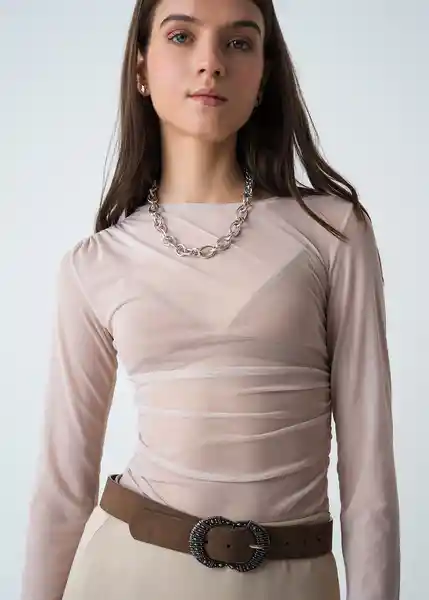 Camiseta Mujer Beige Escarcha Claro Talla L 503G068 Naf Naf