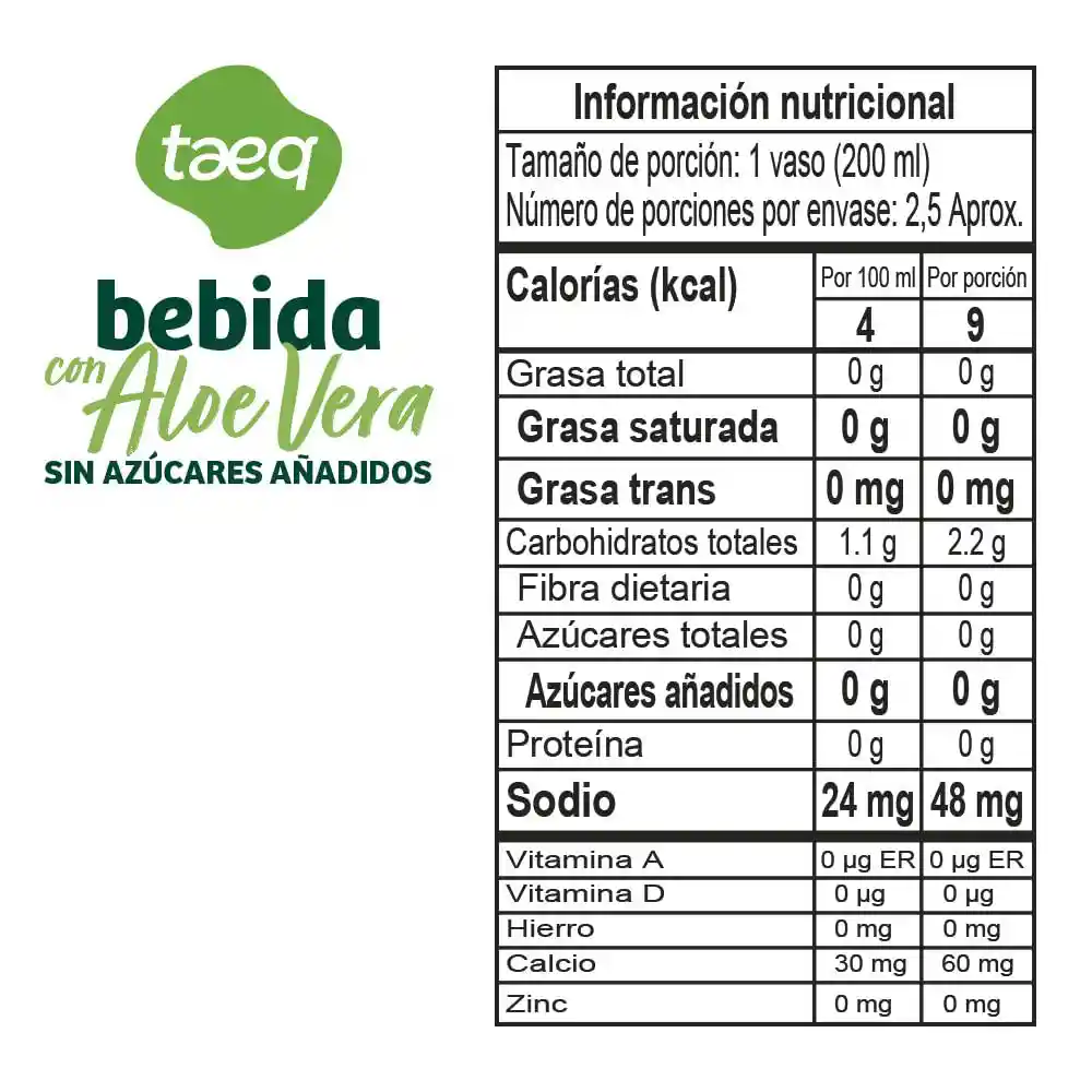 Bebida té Aloe Vera Durazno Taeq