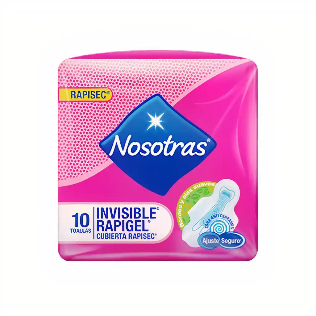 Nosotras Toallas Higiénicas Invisible Rapigel x 10 Unidades