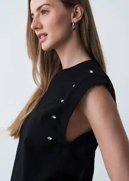 Camiseta Mujer Negro Puro Ultraoscuro Talla L 503G075 Naf Naf