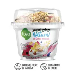 Taeq Yogurt Griego Natural con Granola y Frutos Rojos