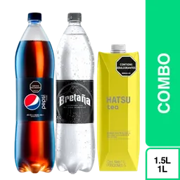 Combo Pepsi Sin Azúcar 1.5 L + Bretaña 1.5 L + Hatsu té Amarillo