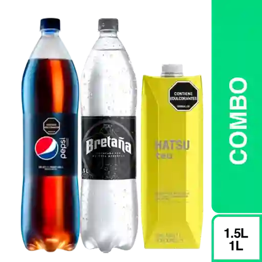 Combo Pepsi Sin Azúcar 1.5 L + Bretaña 1.5 L + Hatsu té Amarillo