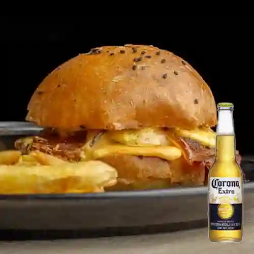 Combo American Cheese Burger + Corona Extra 355 ml