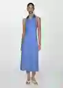 Vestido Rose Azul Talla L Mujer Mango