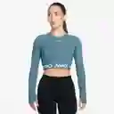 Nike Camiseta Pro Df 365 Crop Manga Larga Mujer Azul Talla S