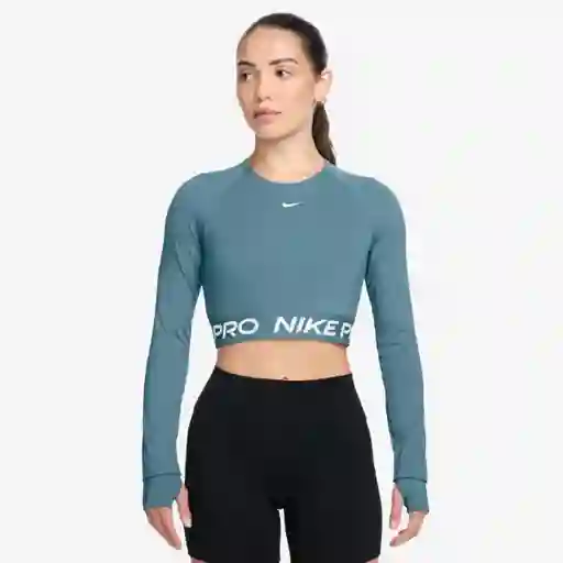 Nike Camiseta Pro Df 365 Crop Manga Larga Mujer Azul Talla S