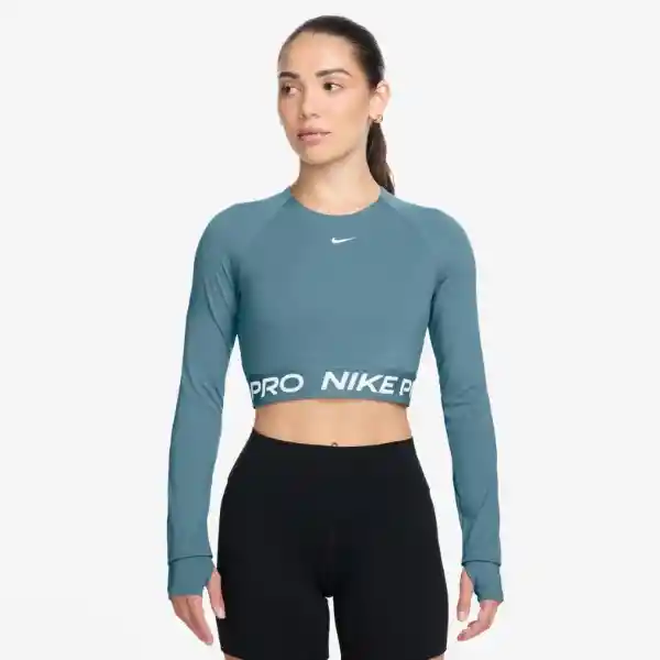 Nike Camiseta Pro Df 365 Crop Manga Larga Mujer Azul Talla S