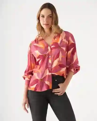 Camisa Manga Larga Rojo Arándano Medio Talla L 619F089 Esprit