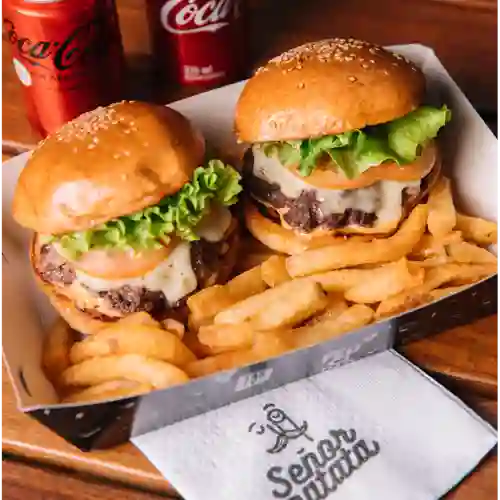 2 Burger Promo , 2 Papas y 2 Bebidas