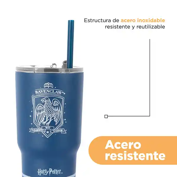 Vaso de Con Dije y Pitillo Serie Harry Potter Azul 580 mL Miniso