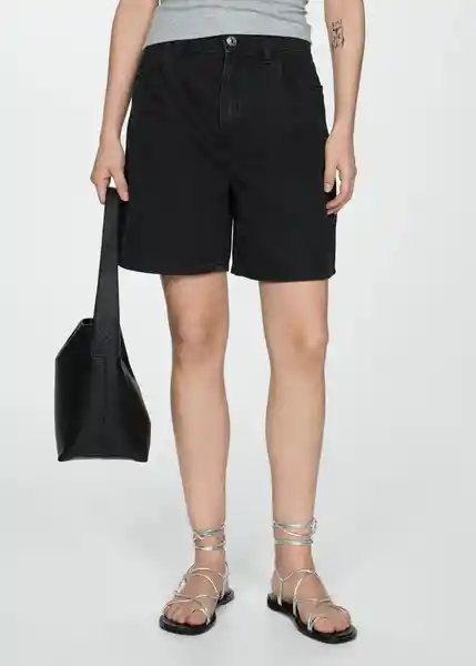 Short Marina Tejano Negro Talla 42 Mujer Mango