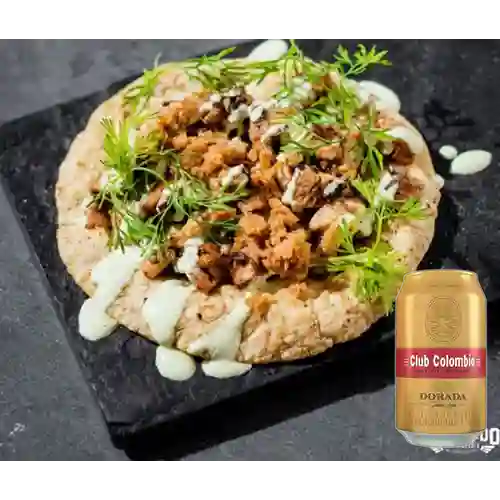 Combo Tacos de Carnitas + Club col. Dorada Lta 330ml