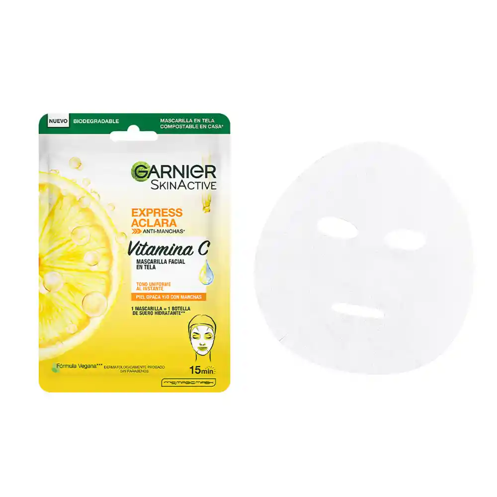 Mascarilla Garnier En Tela Express Aclara Vitamina C 28 gr