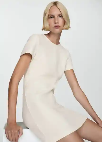 Vestido Peg Crudo Talla L Mujer Mango