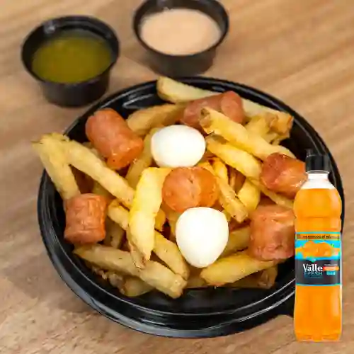 Combo Salchipapas + Del Valle Mandarina 500 ml