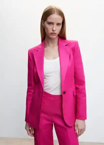 Blazer Americana Smart Fucsia Talla L Mujer Mango