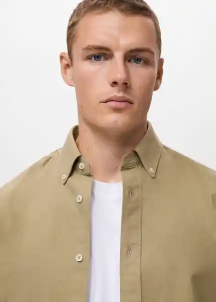 Camisa Oxford Khaki Talla M Hombre Mango