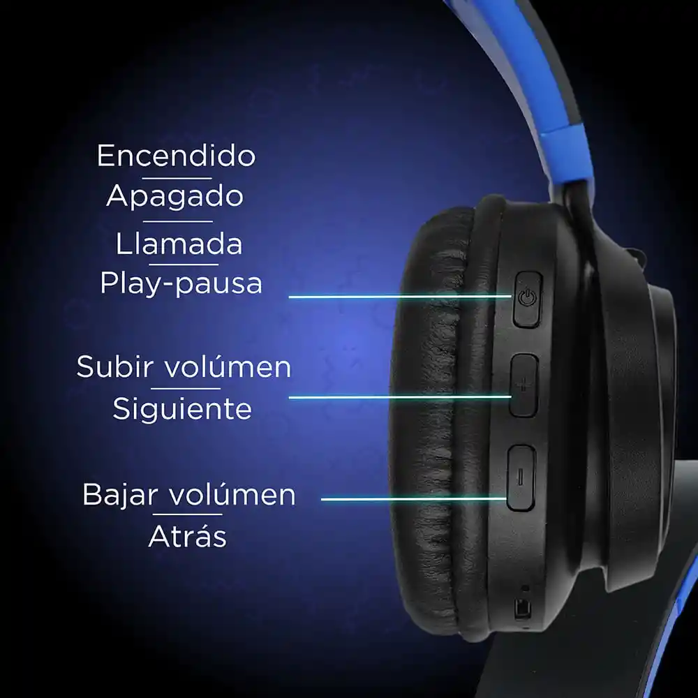 Audífonos de Diadema Coloridos con Luces Azul Miniso 