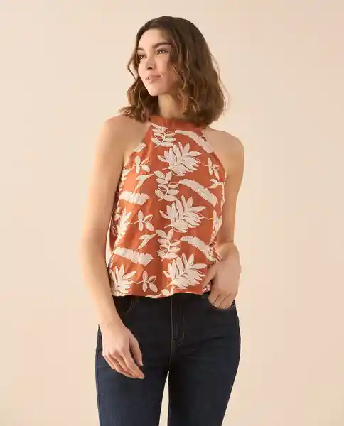 Camisa Naranja Pétalo Medio Talla L 611G019 Esprit