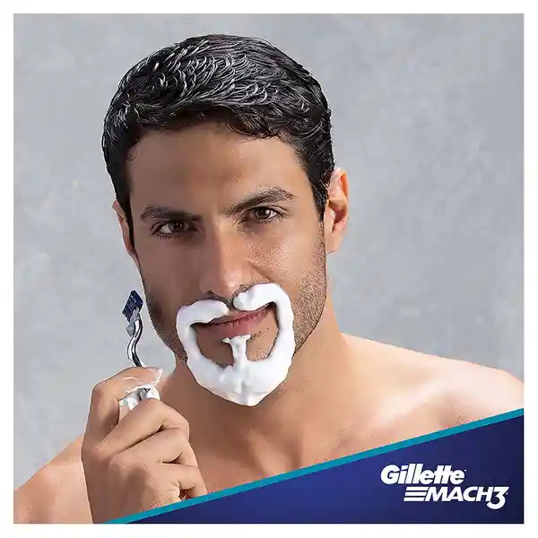 GILLETTE Mach3 Suave Gel de Afeitar para Barba de 200mL Suaviza y Protege la Piel al Afeitarte al Ras con Máquina de Afeitar para Hombre