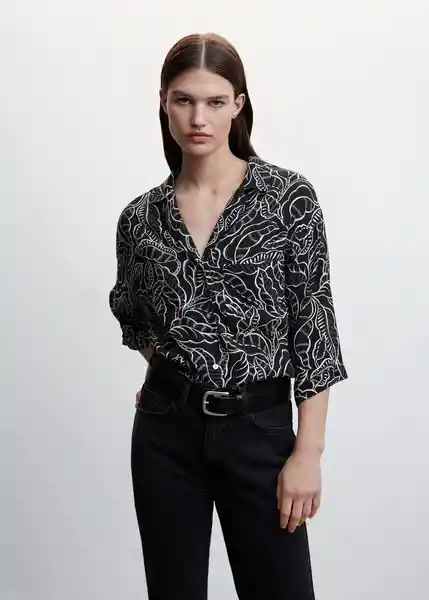 Camisa Claudie Negro Talla L Mujer Mango