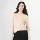 Suéter Cuello Redondo Manga Larga Café Talla S 725347