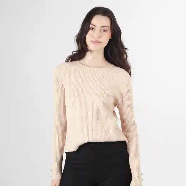Suéter Cuello Redondo Manga Larga Café Talla S 725347