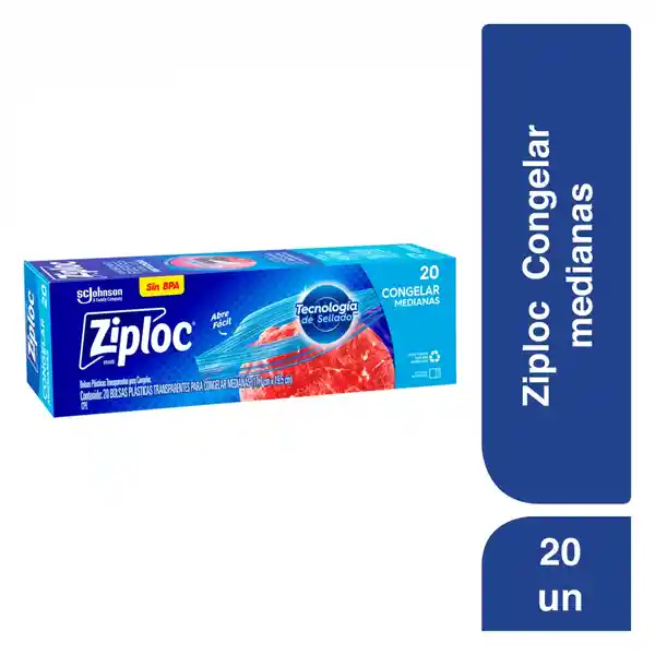 Ziploc Bolsa Reutilizable para Congelar Medianas 20 piezas