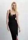 Vestido Firna Negro Talla 24 Mujer Mango