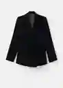 Blazer Americana Combi Negro Talla XS Mujer Mango