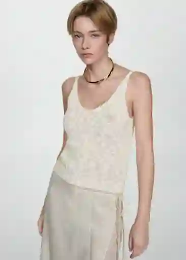 Top Lisboa Off White Talla XS Mujer Mango