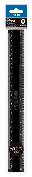 Milan Regla Plástica Rígida Negra 30 cm