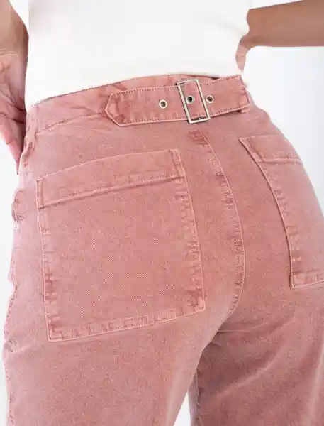 Pantalón De Tiro Alto Rosa Rosetón Medio Talla 4 Mujer Naf Naf