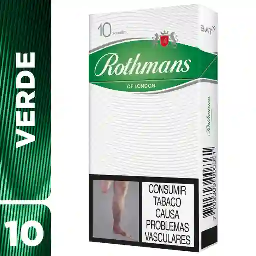 Cigarrillo Rothmans Verde 10'S