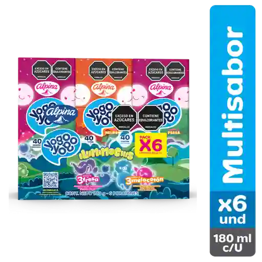 Yogo Yogo Pack Alimento Lácteo Sabor Fresa y Melocotón