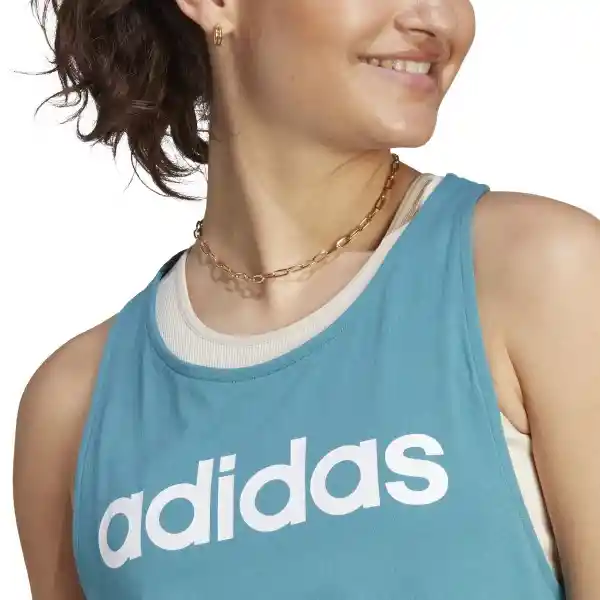 Adidas Camiseta Lin Tk Para Mujer Azul Talla M