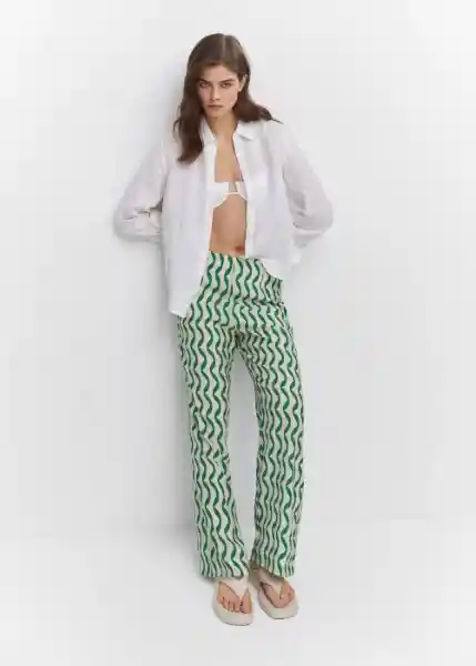 Pantalón Fe Verde Talla L Mujer Mango