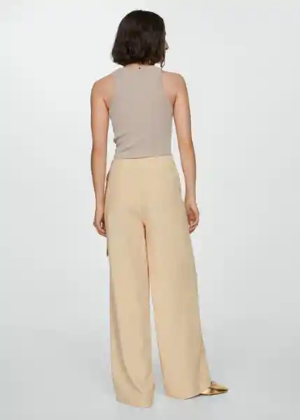 Pantalón Pareo Beige Talla 42 Mujer Mango