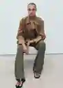 Pantalón Verdi Khaki Talla XS Mujer Mango